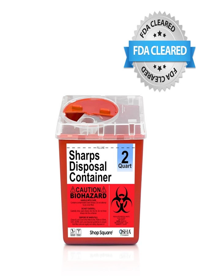 Shop Square Sharps Containers for Home and Professional Use, 2 Quart Needle Disposal (3-Pack), Syringe Disposal for Home, Biohazard Containers - Image 4